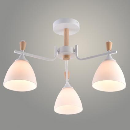 Люстра XA1622/3 WH+WOOD белый+дерево 3х60W E27 d550 h340, HN25